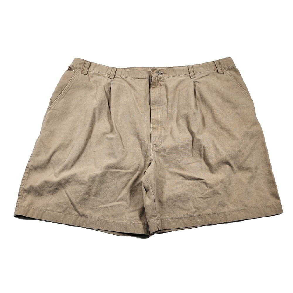 Y2K Wrangler Shorts Mens 44 Pleated Vintage Relaxed Fit Canvas Thigh High Preppy